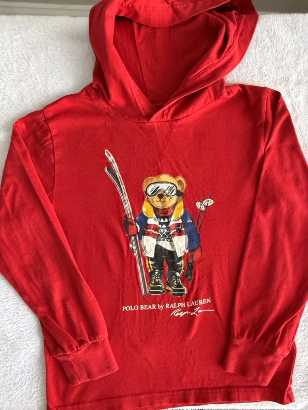 Ralph Lauren Red Polo Bear Ski Graphic Hoodie